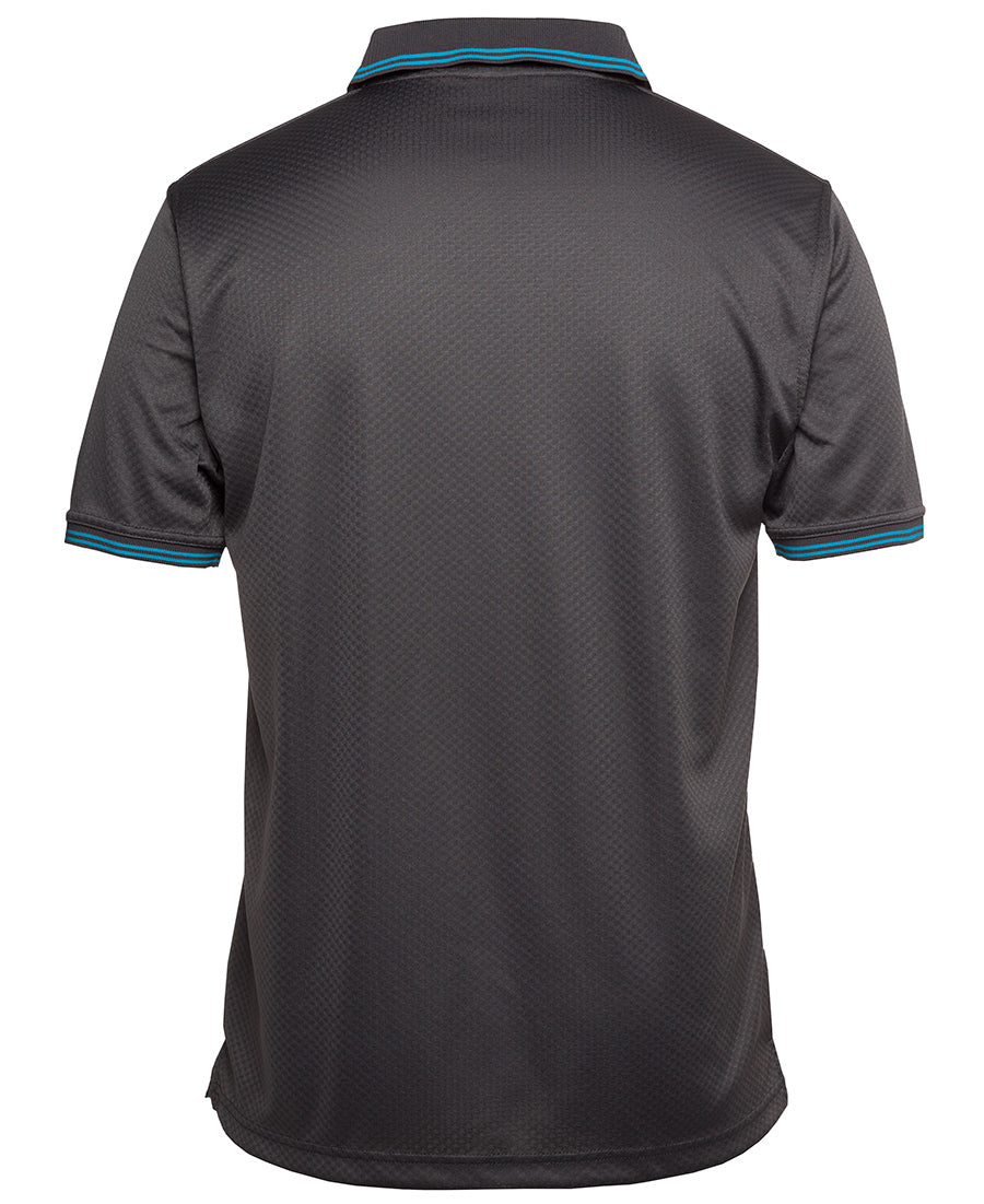 Podium Jacquard Contrast Polo - Charcoal/Aqua - Back