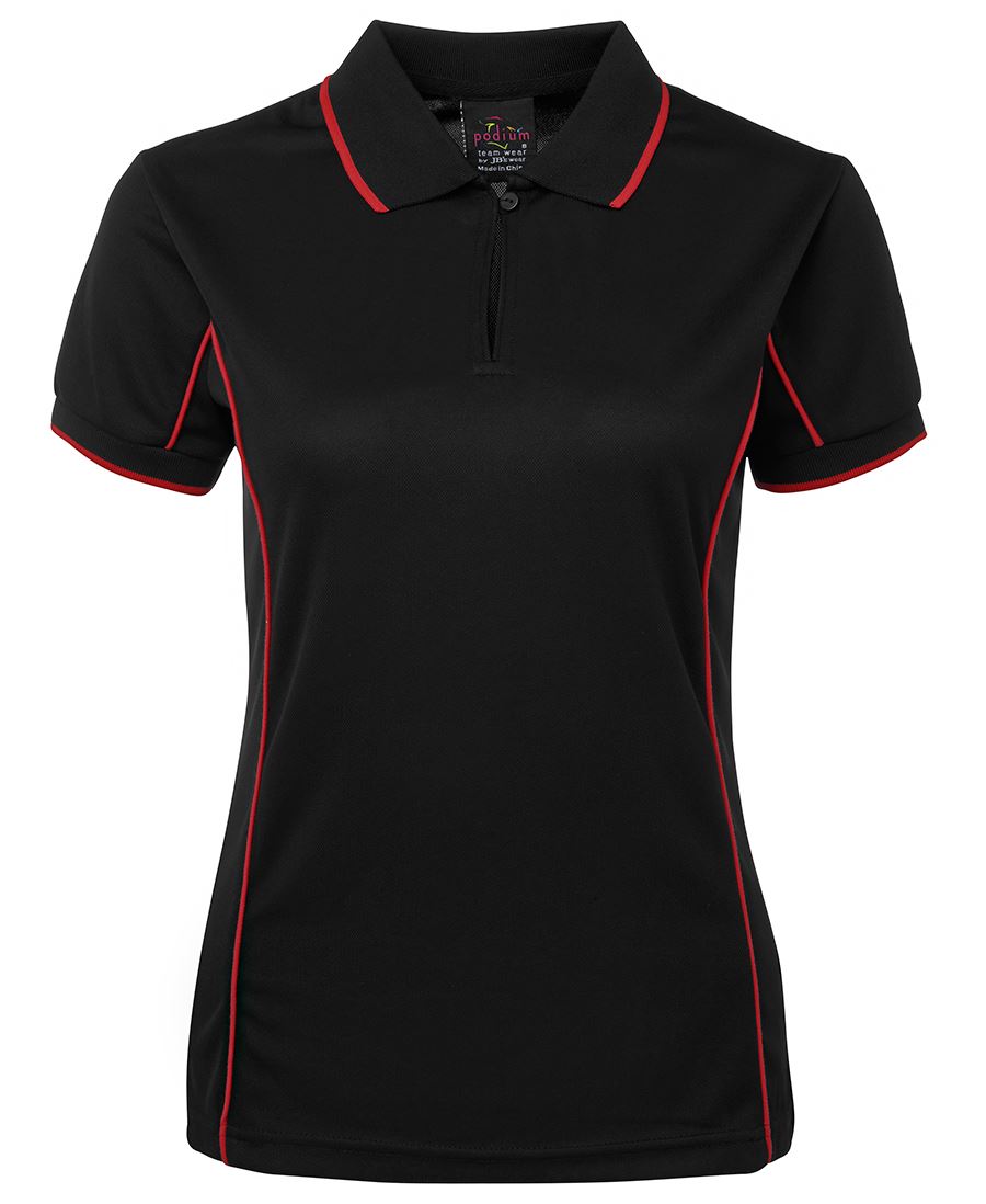 Podium Ladies Piping Polo - Black/Red - Front