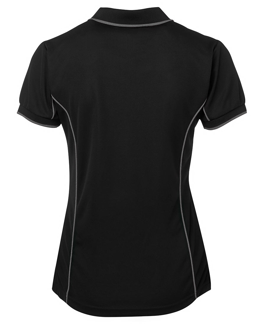 Podium Ladies Piping Polo - Black/Grey - Back