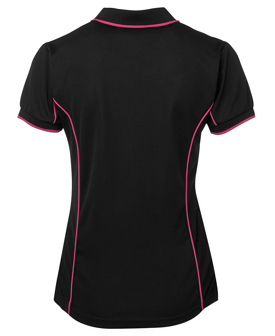 Podium Ladies Piping Polo - Black/Pink - Back