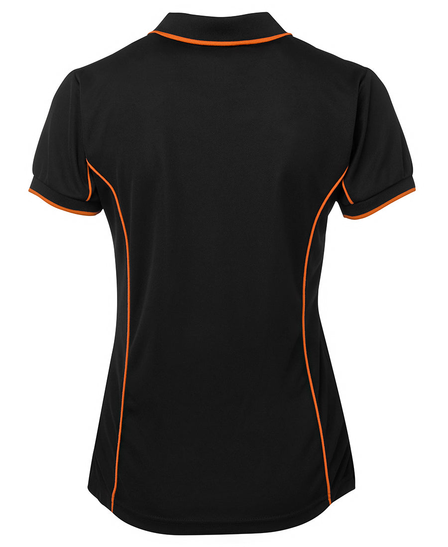 Podium Ladies Piping Polo - Black/Orange - Back