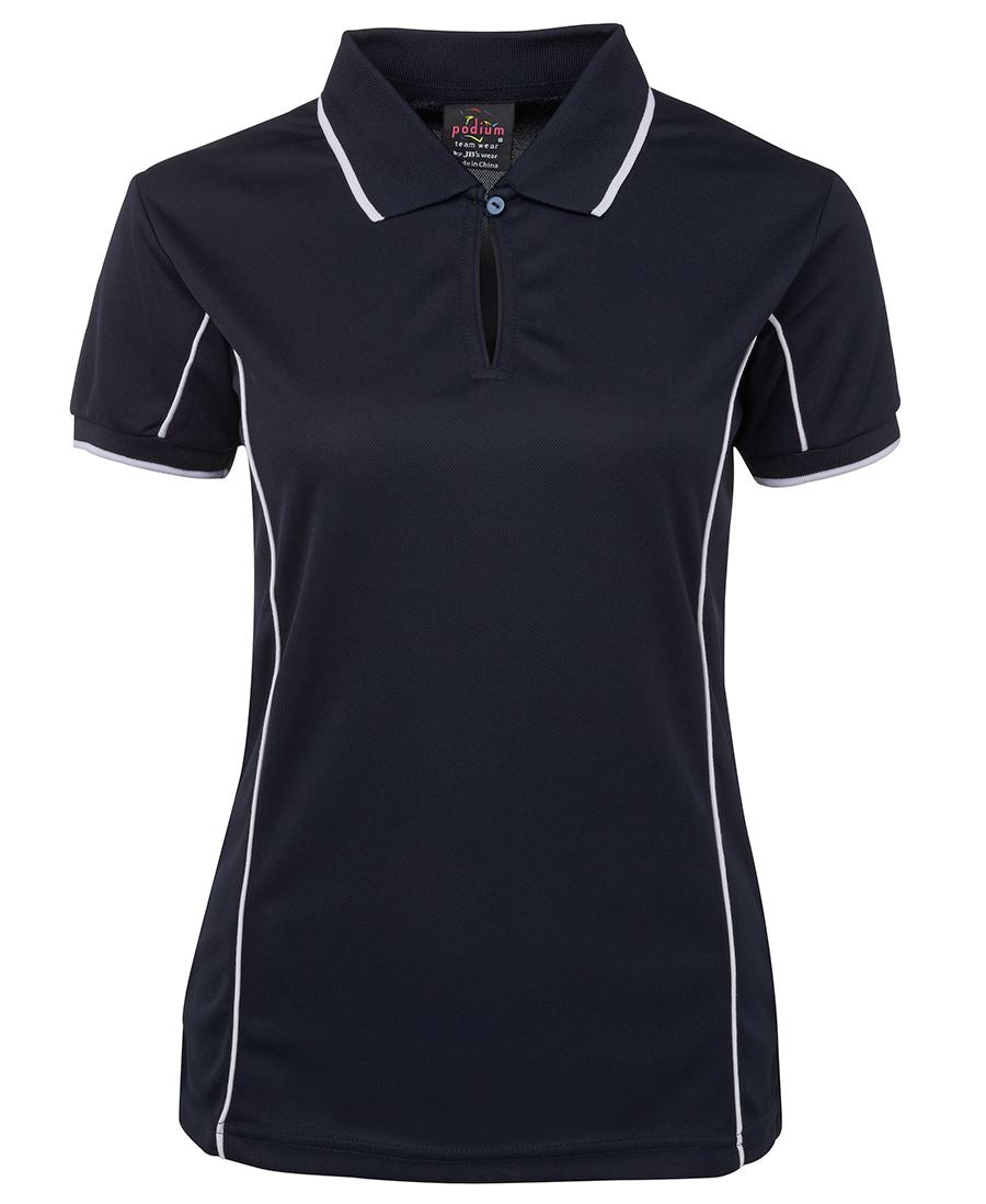 Podium Ladies Piping Polo - Navy/White - Front