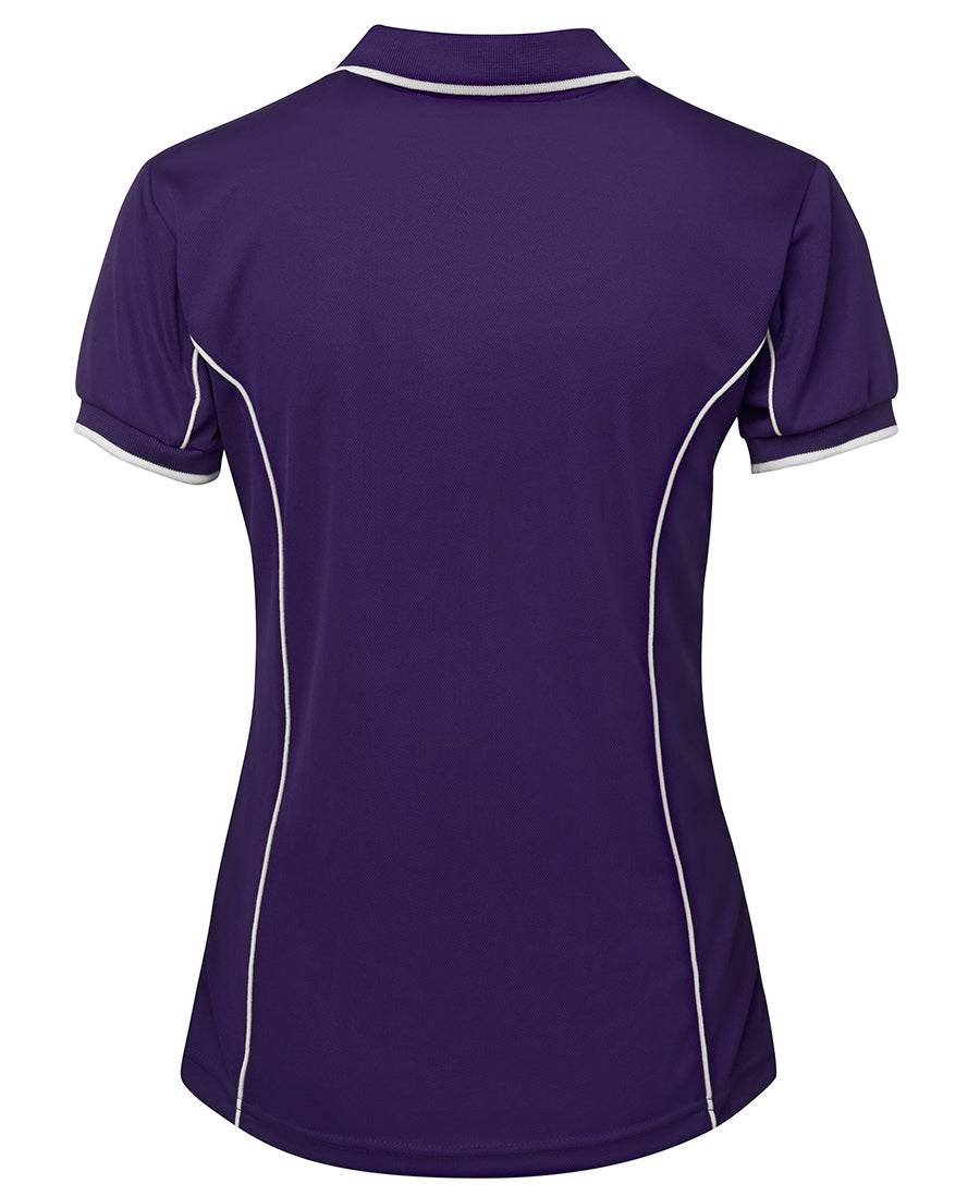 Podium Ladies Piping Polo - Purple/White - Back