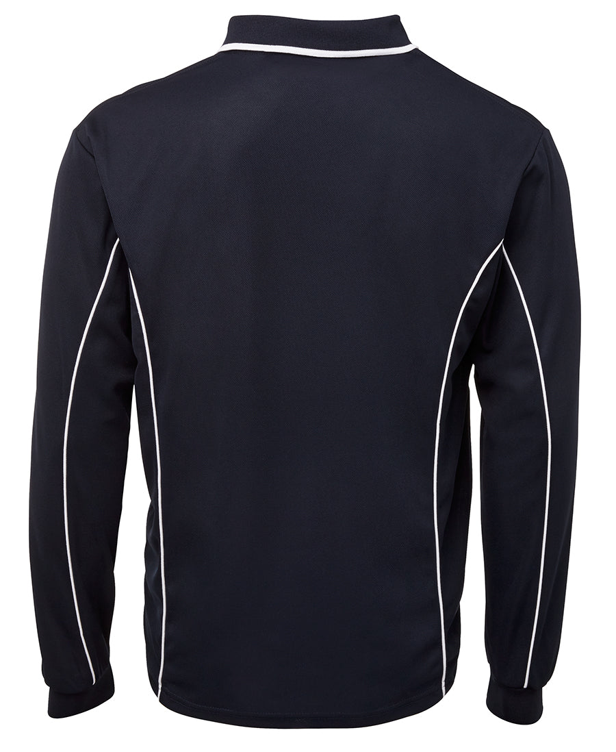 Podium L/S Piping Polo - Navy/White - Back