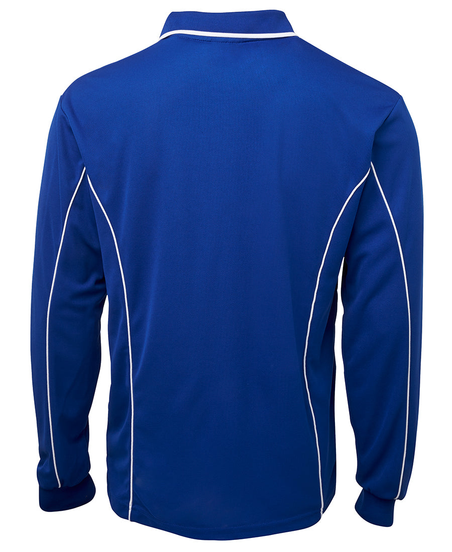 Podium L/S Piping Polo - Royal/White - Back
