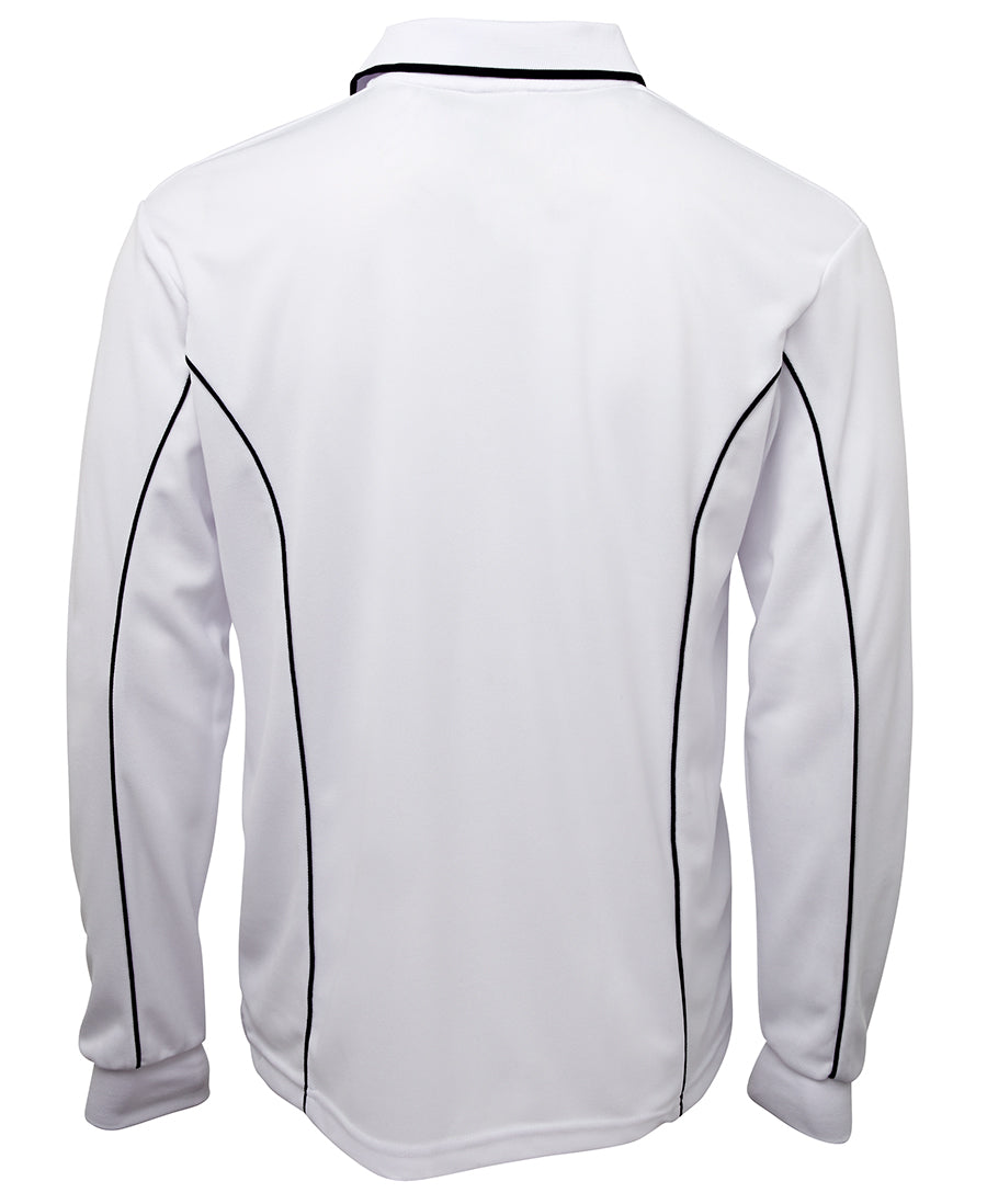 Podium L/S Piping Polo - White/Navy - Back