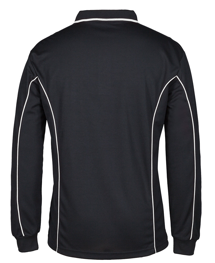 Podium L/S Piping Polo - Black/White - Back