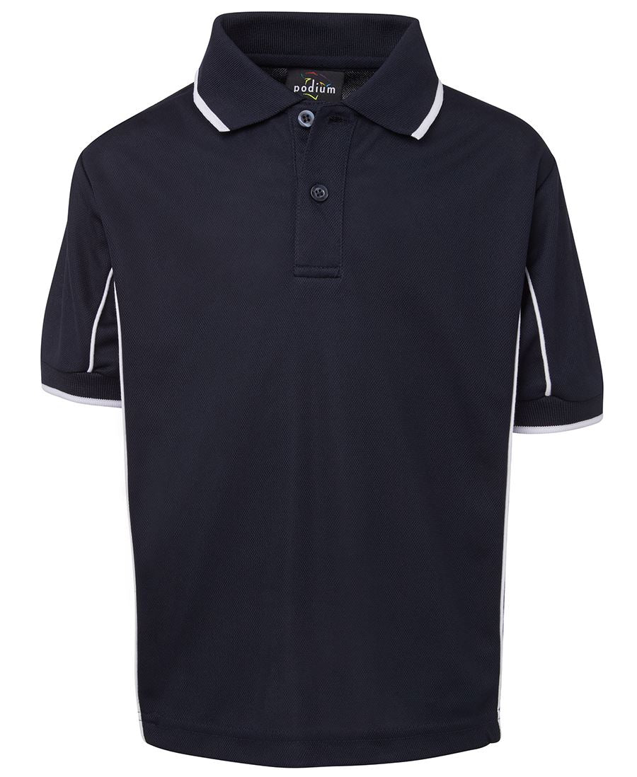 Podium Kids S/S Piping Polo - Navy/White - Front
