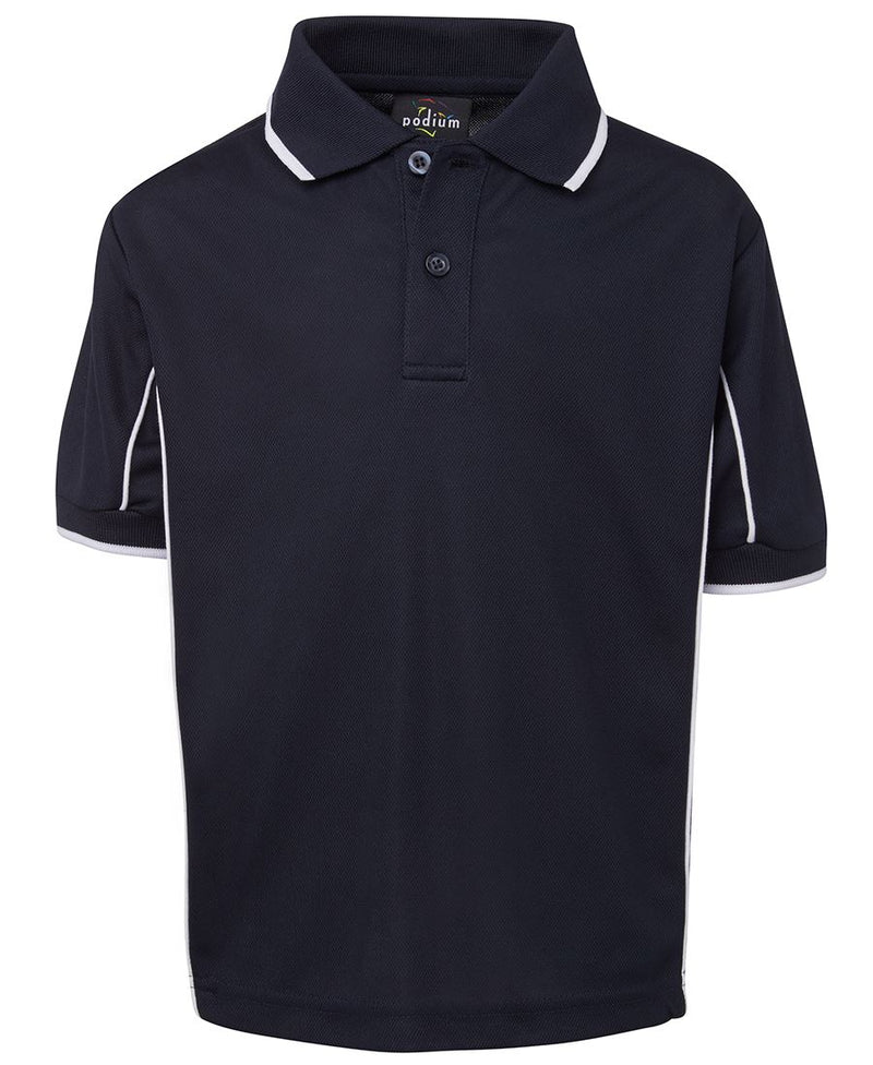 Podium Kids S/S Piping Polo - Navy/White - Front