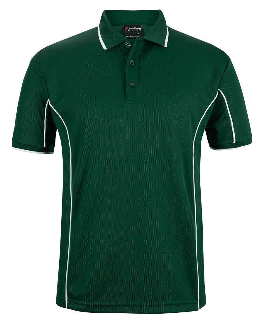 Podium S/S Piping Polo - Forest/White - Front