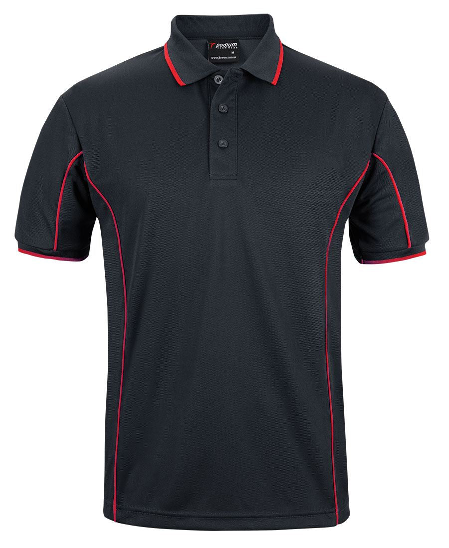 Podium S/S Piping Polo - Black/Red - Front