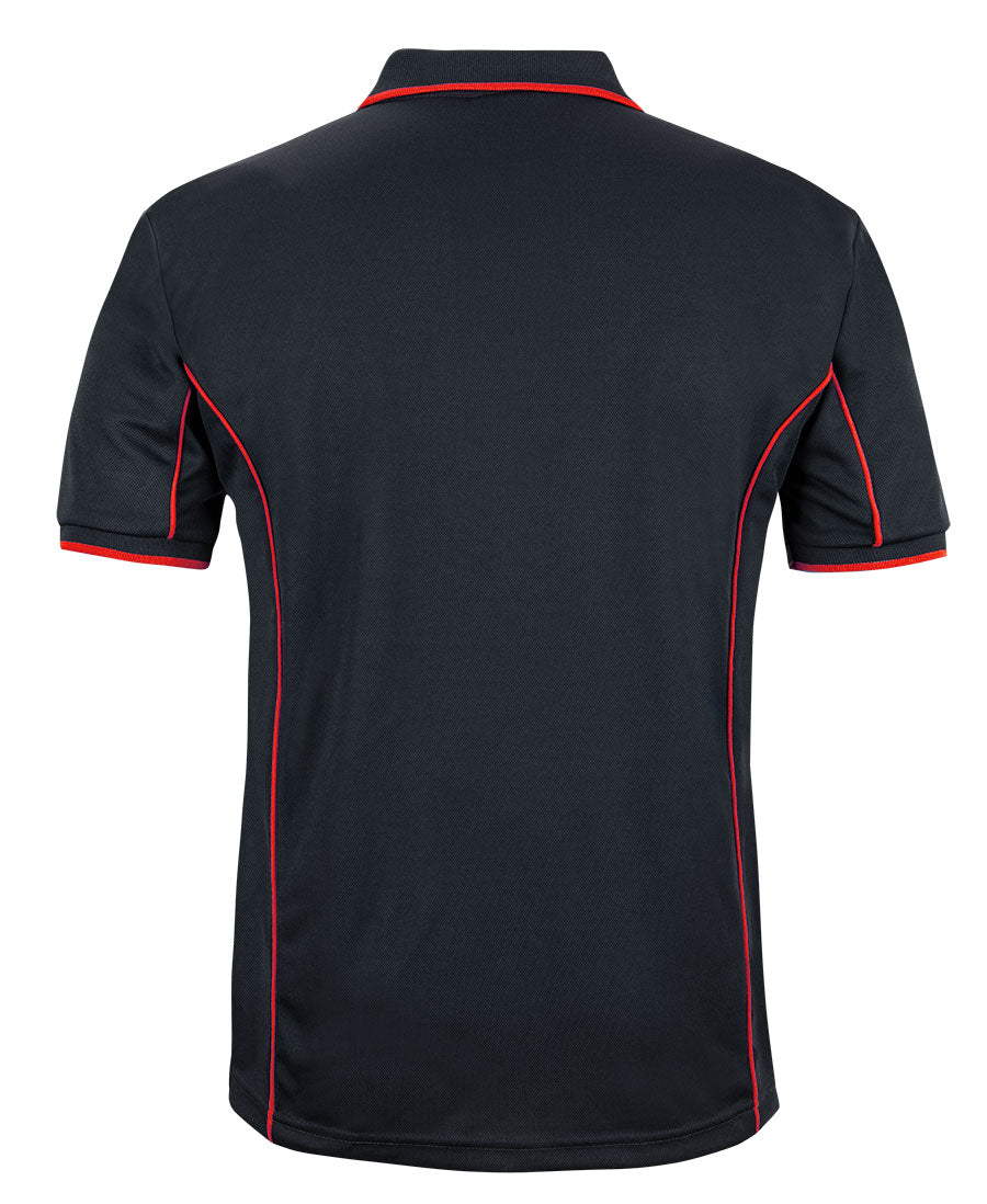 Podium S/S Piping Polo - Black/Red - Back