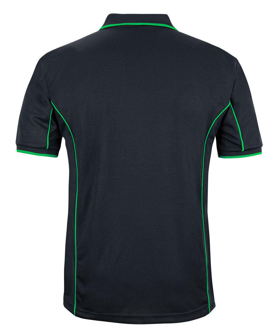 Podium S/S Piping Polo - Black/Pea Green - Back
