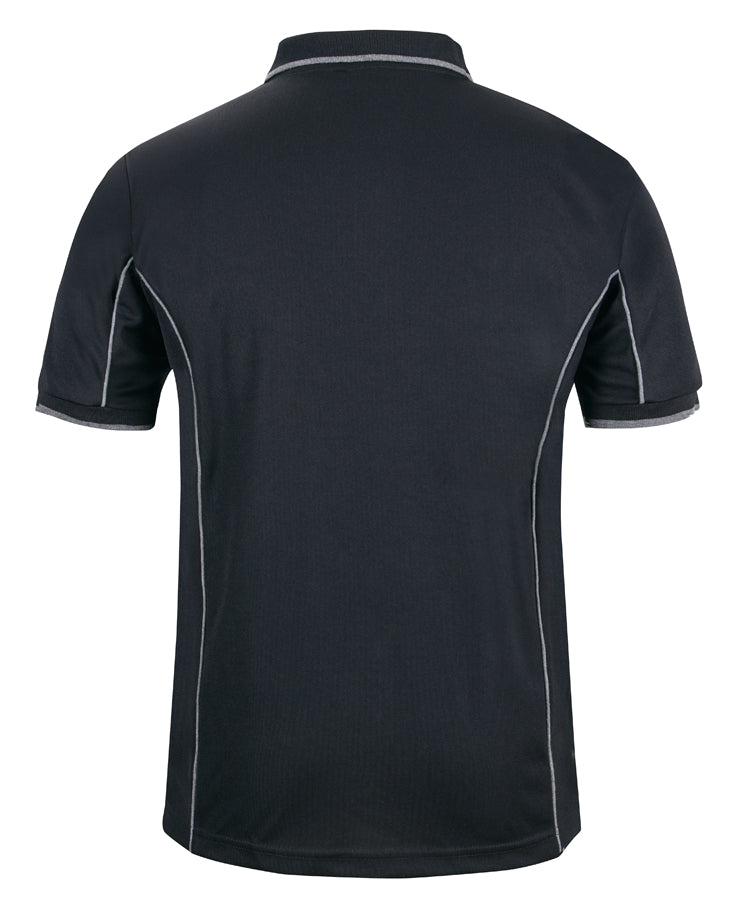 Podium S/S Piping Polo - Black/Grey - Back