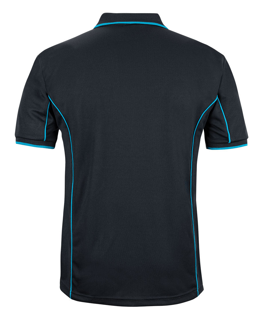 Podium S/S Piping Polo - Black/Aqua - Back