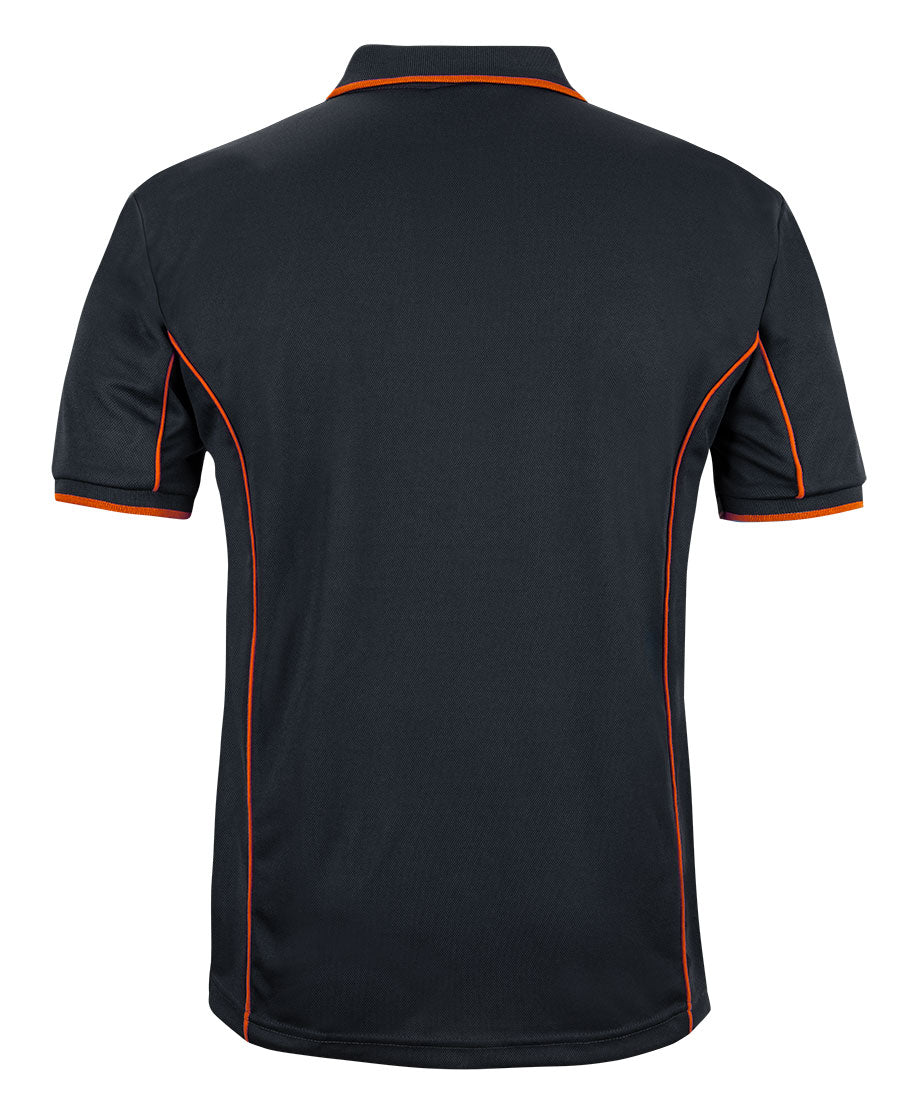 Podium S/S Piping Polo - Black/Orange - Back