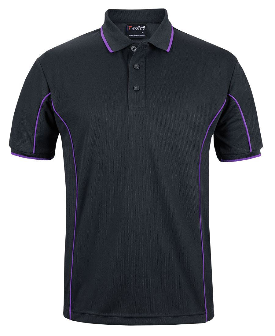 Podium S/S Piping Polo - Black/Purple - Front
