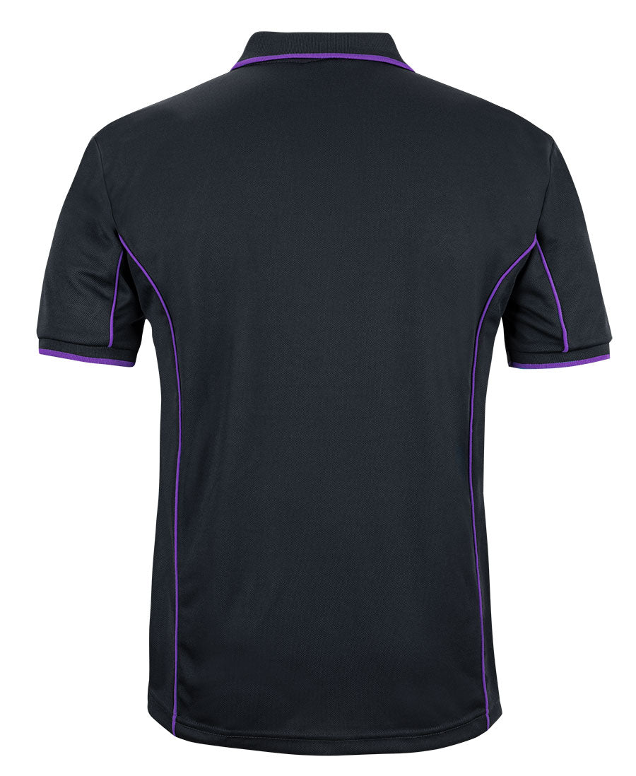 Podium S/S Piping Polo - Black/Purple - Back