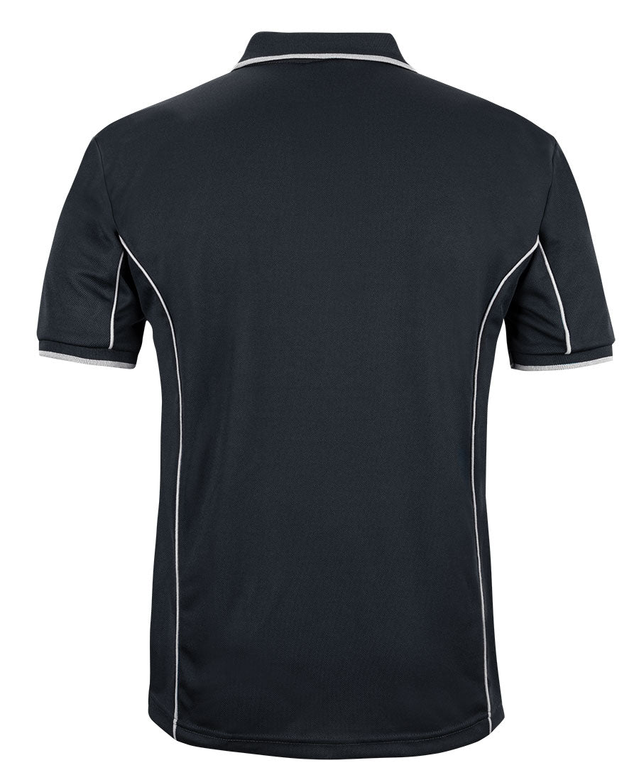 Podium S/S Piping Polo - Black/White - Back