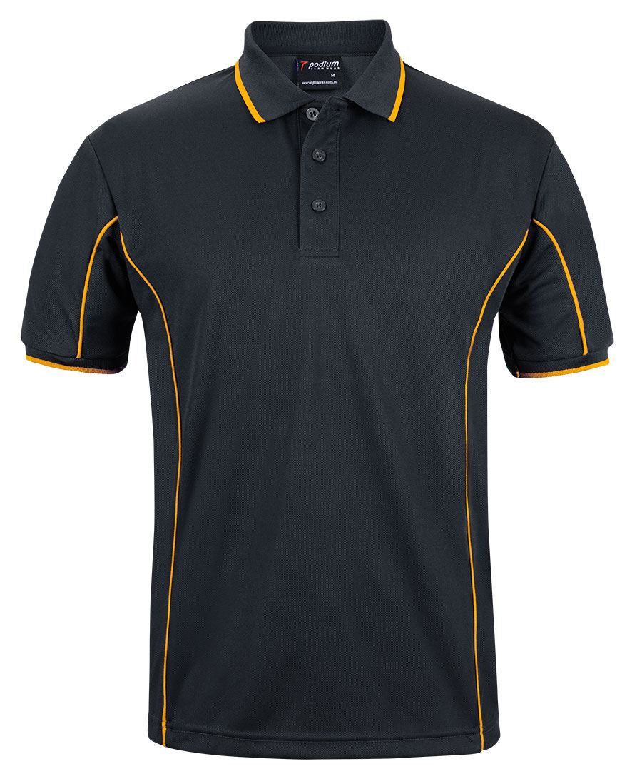 Podium S/S Piping Polo - Black/Gold - Front