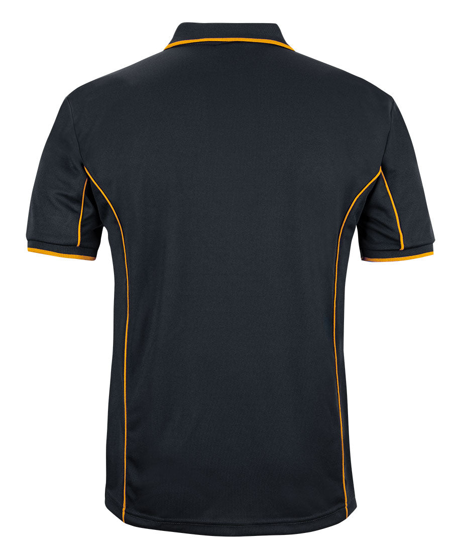 Podium S/S Piping Polo - Black/Gold - Back