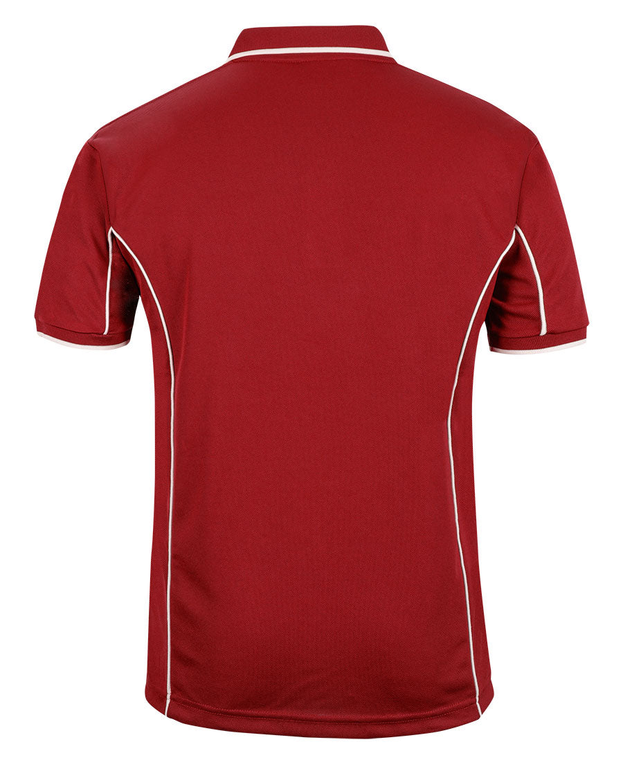 Podium S/S Piping Polo - Dk Red/White - Back