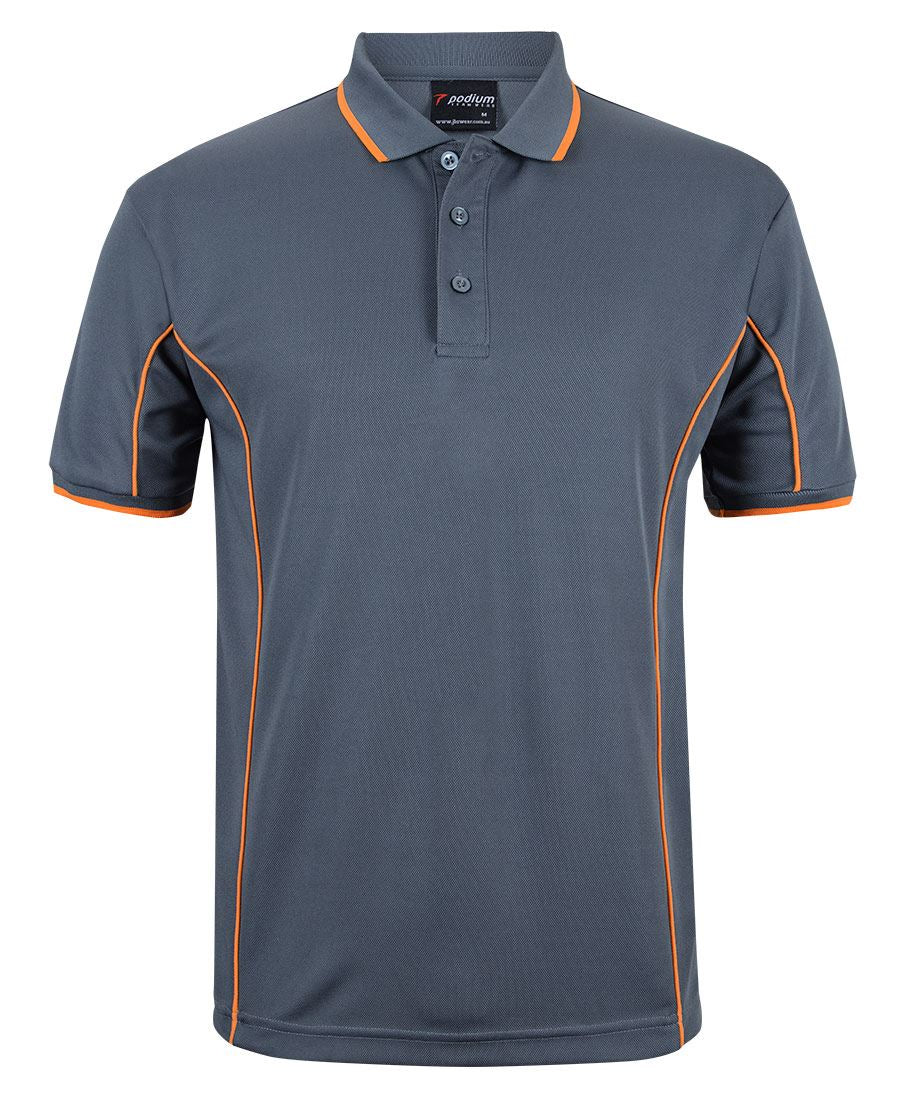 Podium S/S Piping Polo - Grey/Orange - Front