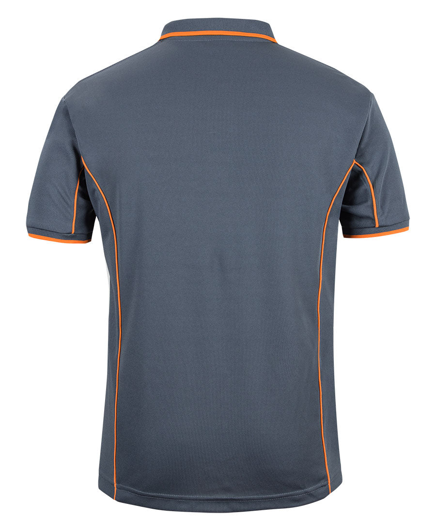 Podium S/S Piping Polo - Grey/Orange - Back