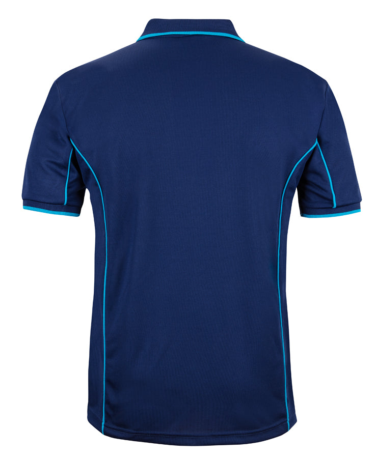 Podium S/S Piping Polo - Jnr Navy/Aqua - Back
