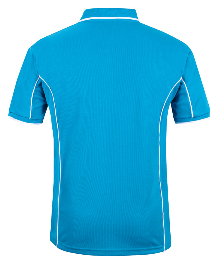 Podium S/S Piping Polo - Aqua/White - Back