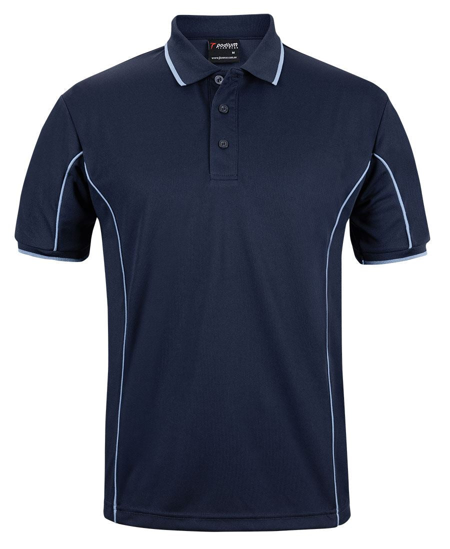 Podium S/S Piping Polo - Navy/Lt Blue - Front