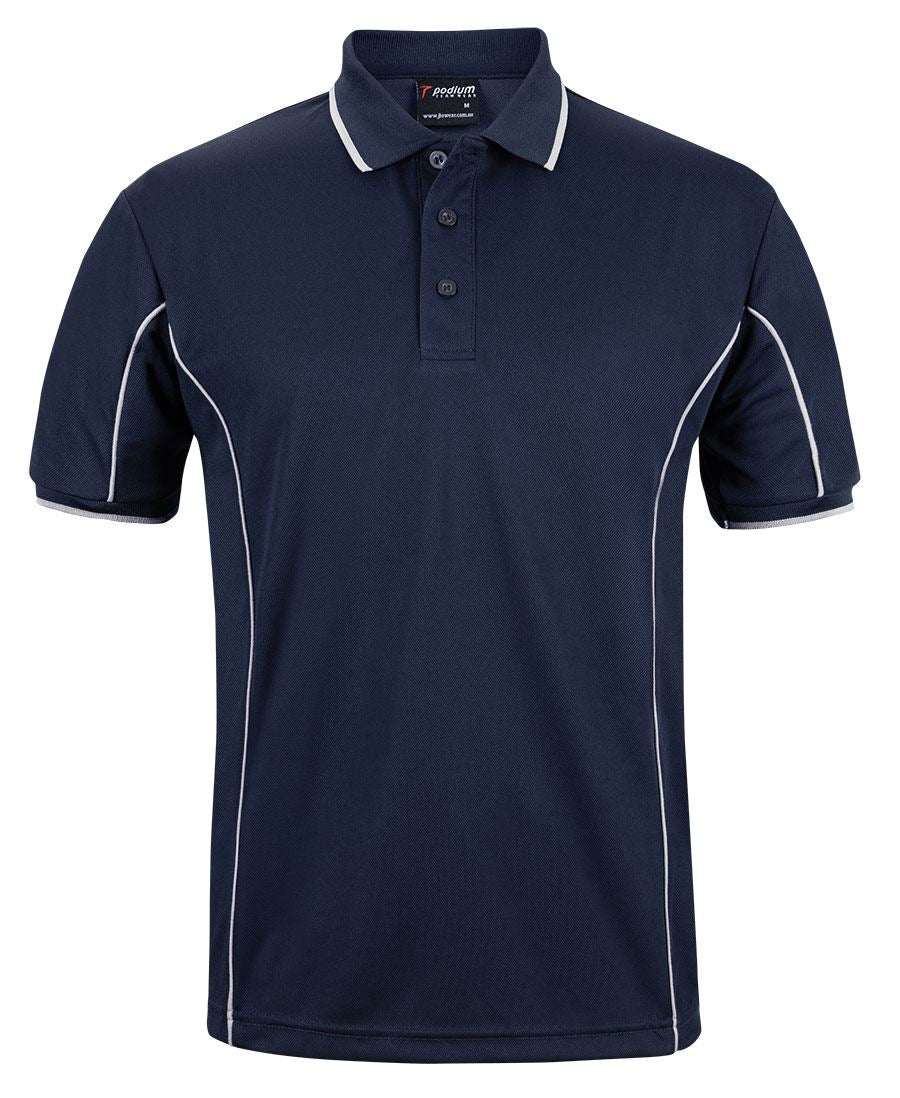Podium S/S Piping Polo - Navy/White - Front