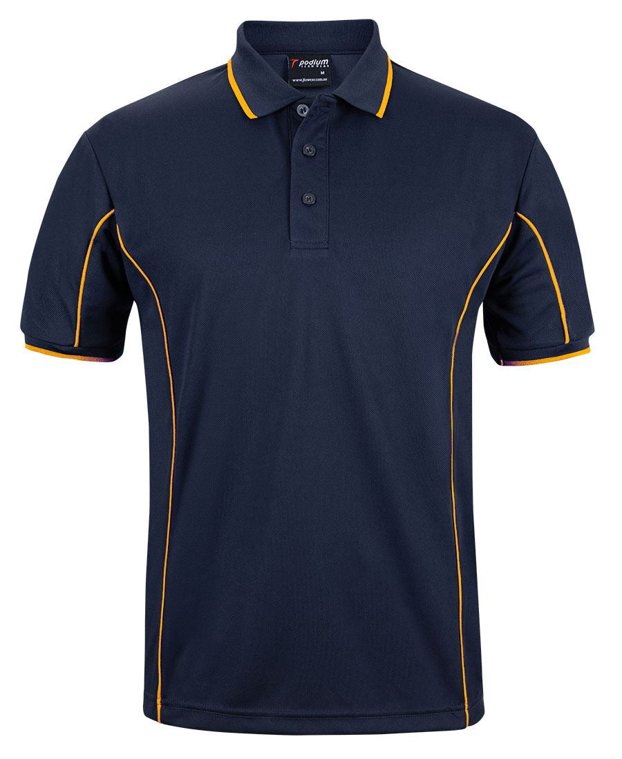 Podium S/S Piping Polo - Navy/Gold - Front
