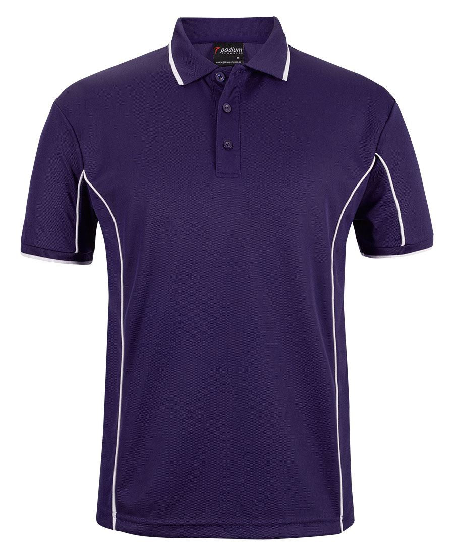 Podium S/S Piping Polo - Purple/White - Front
