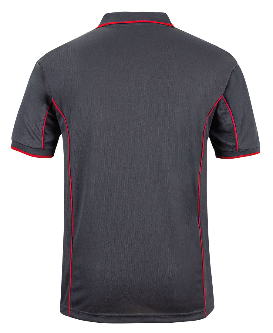 Podium S/S Piping Polo - Charcoal/Red - Back