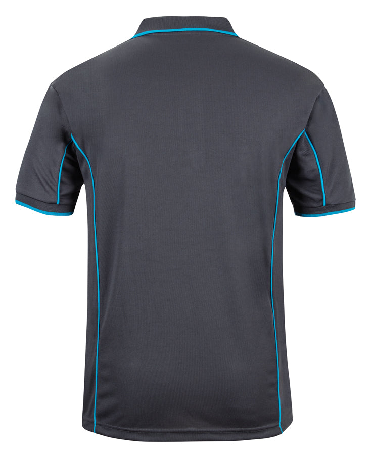 Podium S/S Piping Polo - Charcoal/Aqua - Back
