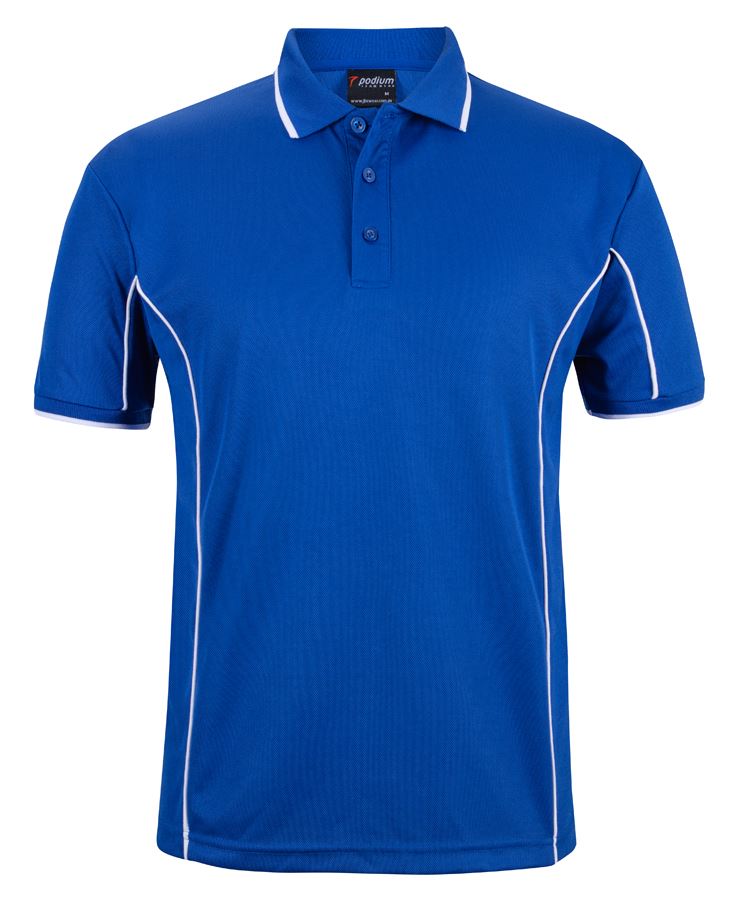 Podium S/S Piping Polo - Royal/White - Front