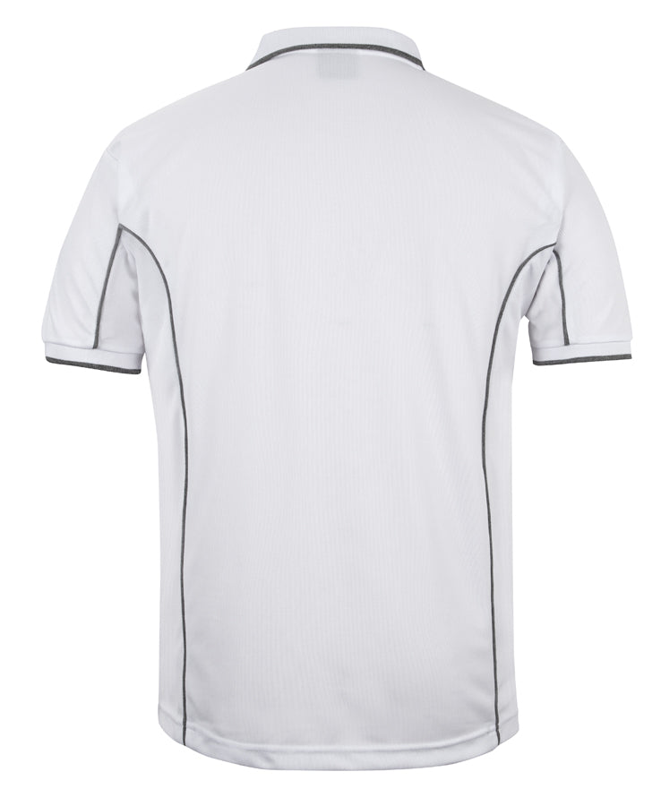 Podium S/S Piping Polo - White/Grey - Back