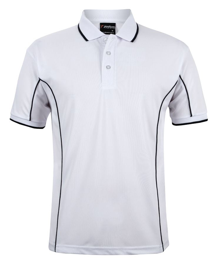 Podium S/S Piping Polo - White/Navy - Front