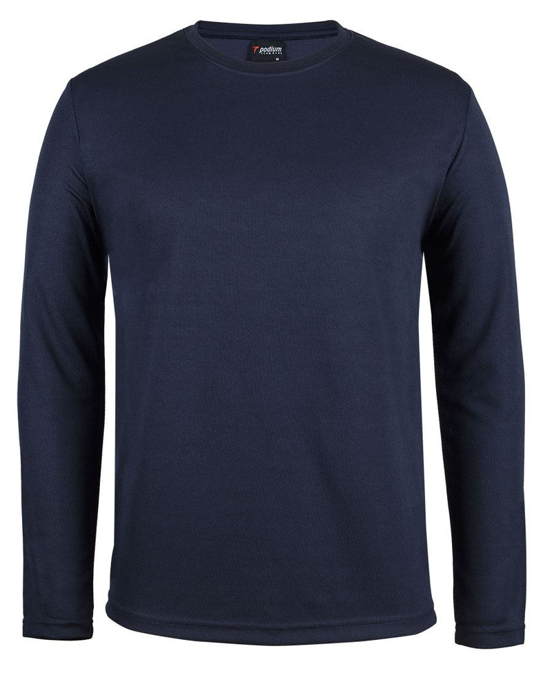 Podium L/S Poly Tee - Navy - Front