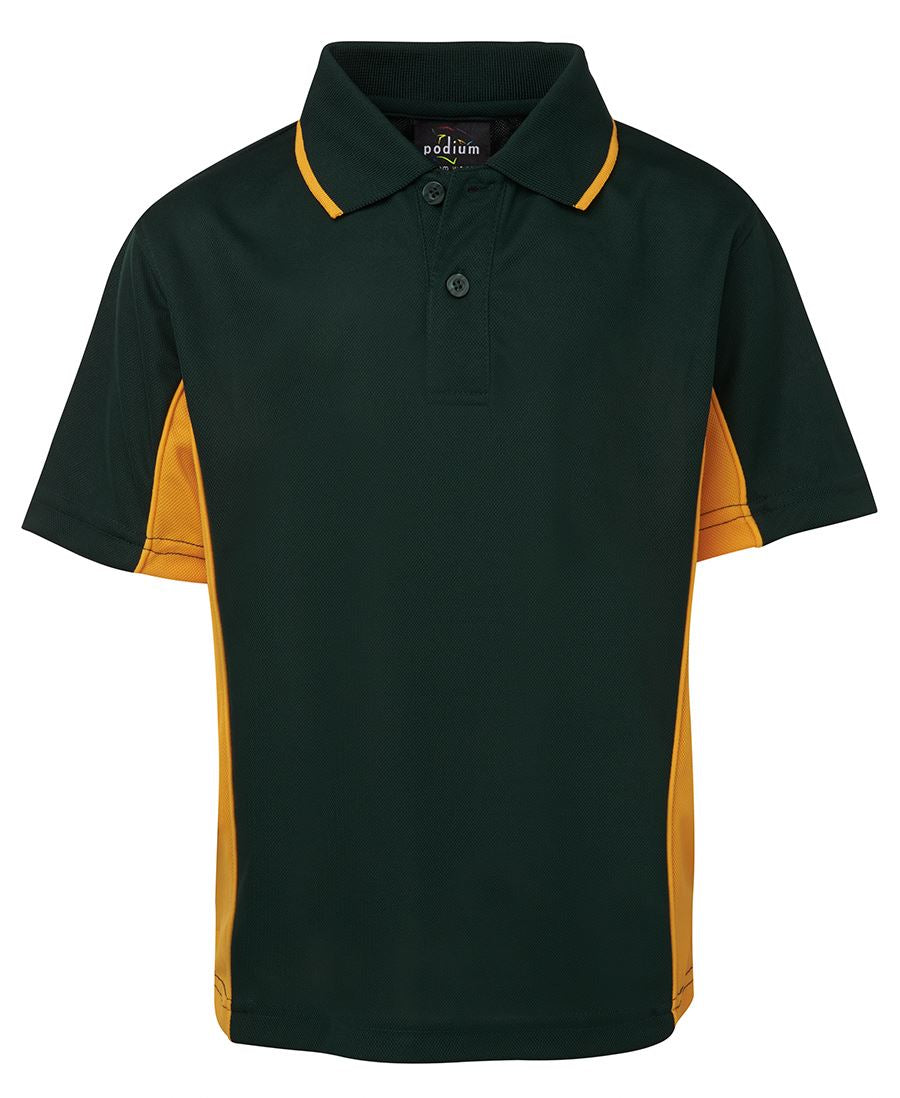 Podium Kids Contrast Polo - Forest/Gold - Front