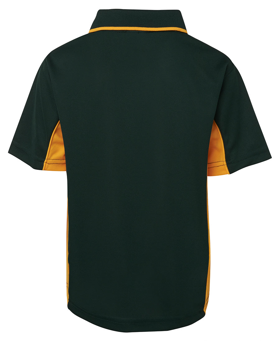 Podium Kids Contrast Polo - Forest/Gold - Back