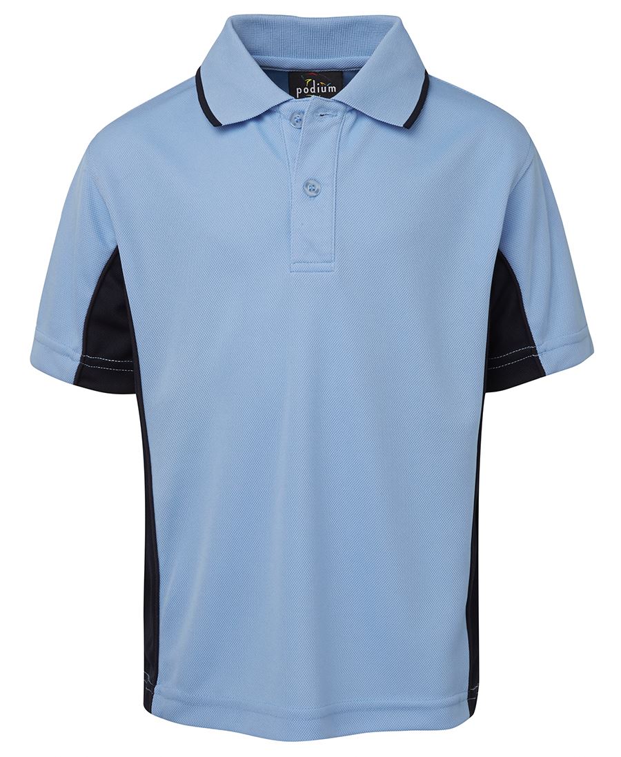 Podium Kids Contrast Polo - Lt Blue/Navy - Front