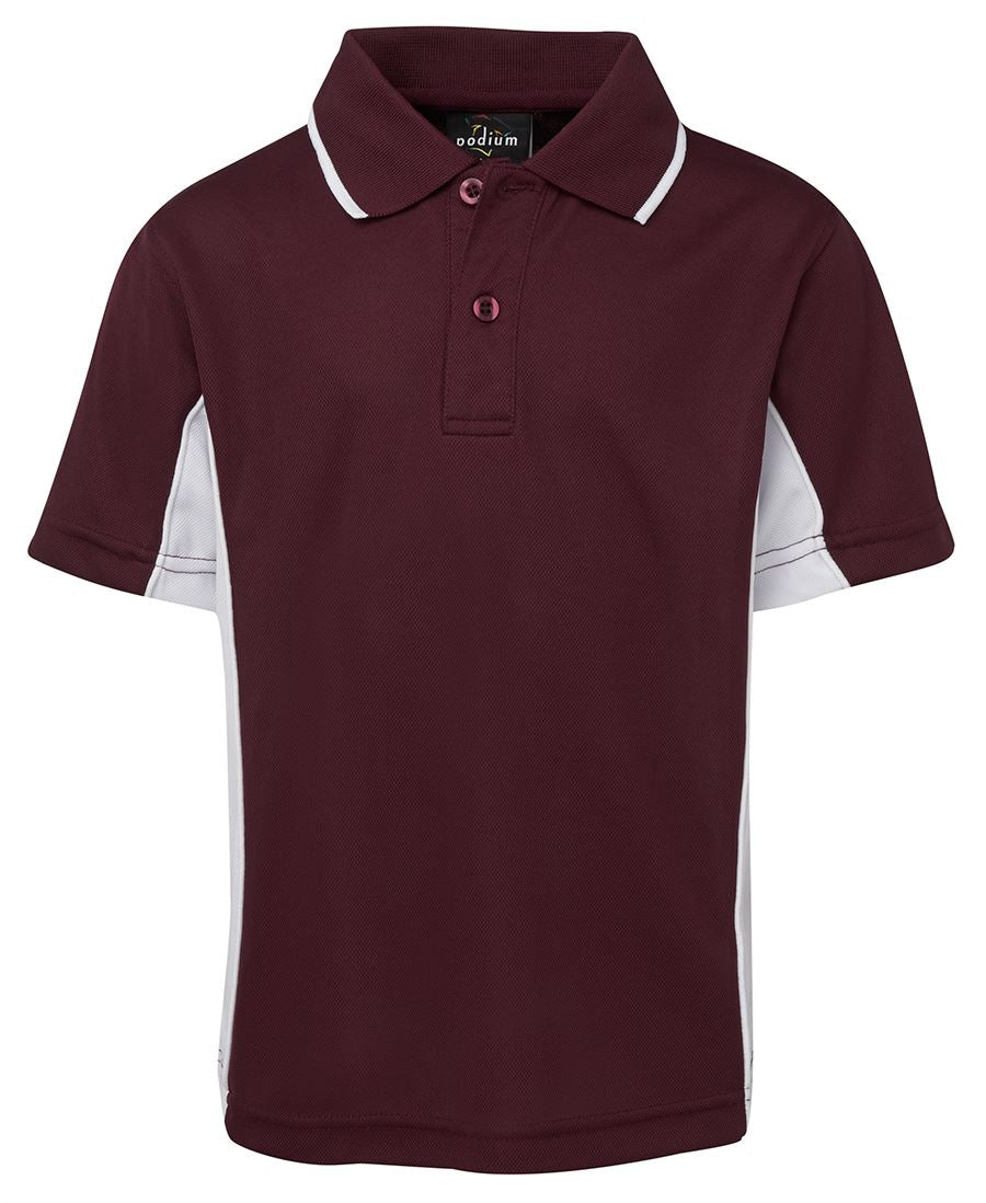 Podium Kids Contrast Polo - Maroon/White - Front