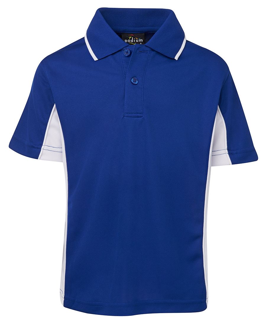 Podium Kids Contrast Polo - Royal/White - Front