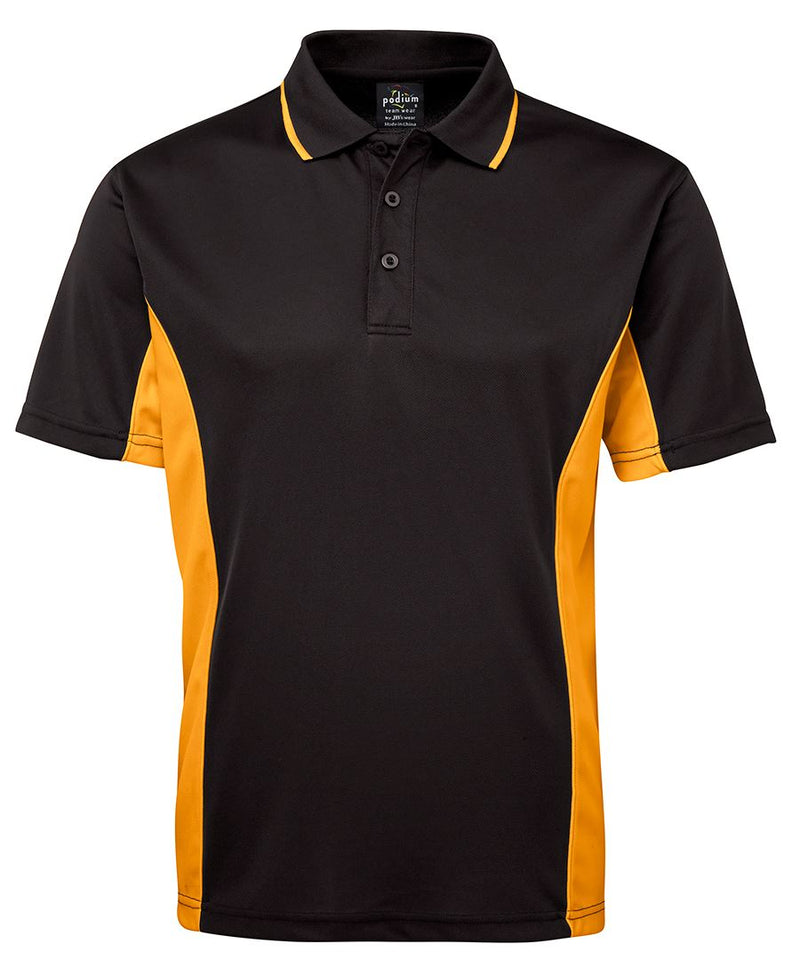 Podium Contrast Polo - Black/Gold - Front