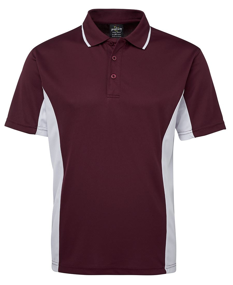 Podium Contrast Polo - Maroon/White - Front