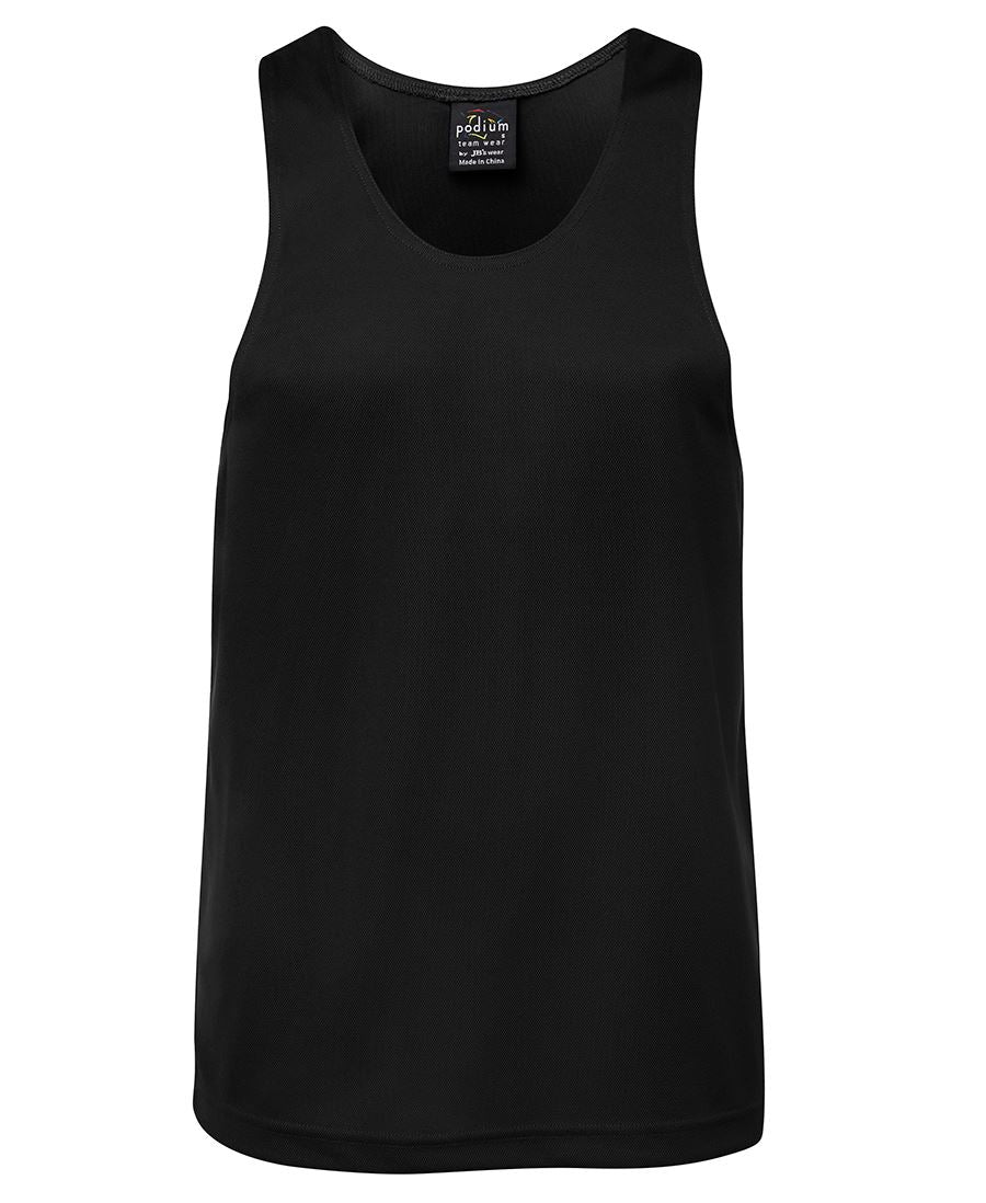 Podium Poly Singlet - Black - Front