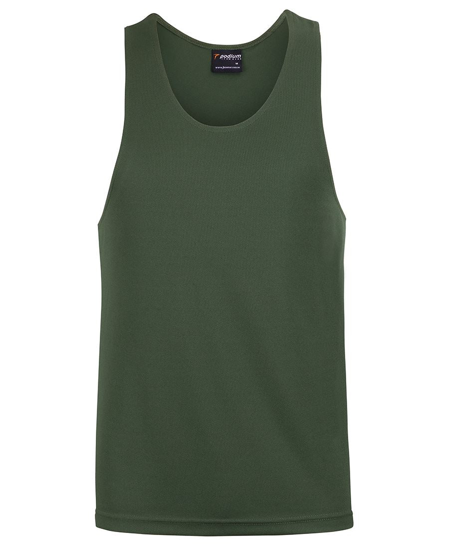 Podium Poly Singlet - Army - Front