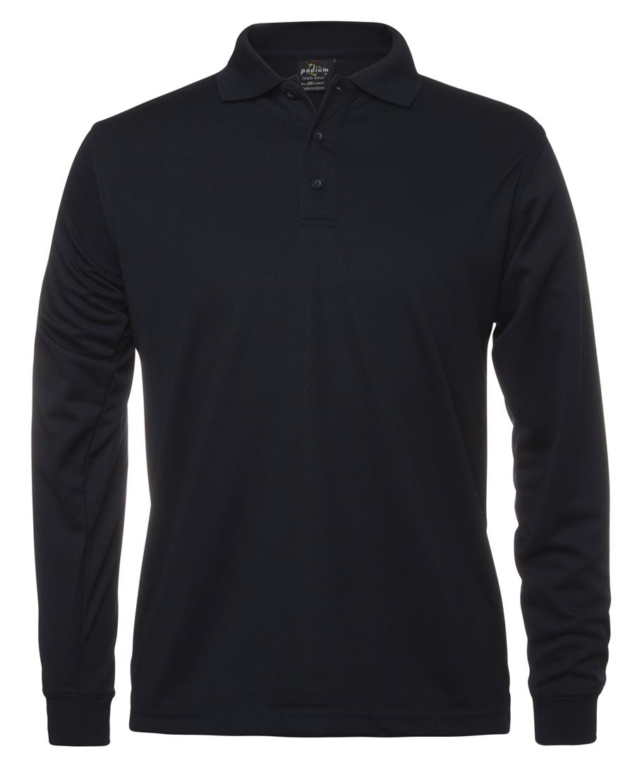 Podium Long Sleeve Poly Polo - Navy - Front